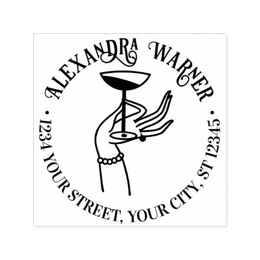 レディーズハンドホールディングシャンパンガラス差出人住所 セルフインキングスタンプ (デザイン)