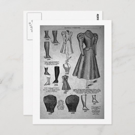 レディーズバイクファッション1897 -ヴィンテージ ポストカード (正面/裏面)