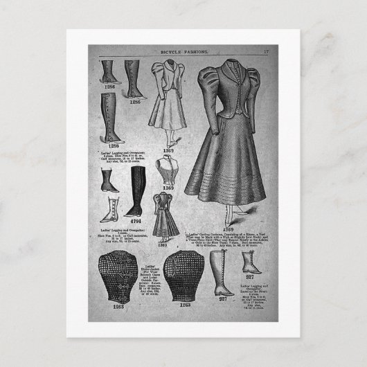 レディーズバイクファッション1897 -ヴィンテージ ポストカード (正面)