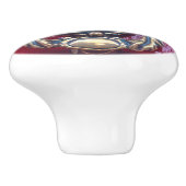 レディーズヘッド真鍮ドアノッカー(写真).オン赤 セラミックノブ (側面)