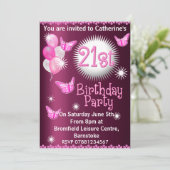レディーズ21ストバースデーパーティの招待状ピンク 招待状 (スタンド正面)