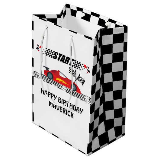 レディーセットゴーレースクーレーズレッド誕生日 ミディアムペーパーバッグ (裏面アングル)