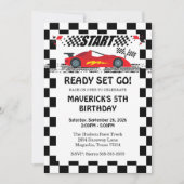 レディーセットゴーレースクーレーズレッド誕生日 招待状 (正面)