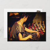 レディーチェスプレーヤーヴィンテージアート19世紀 ポストカード (正面/裏面)