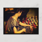 レディーチェスプレーヤーヴィンテージアート19世紀 ポストカード (正面)