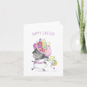 レディーチューリップブラックパグイースターカード カード (正面)