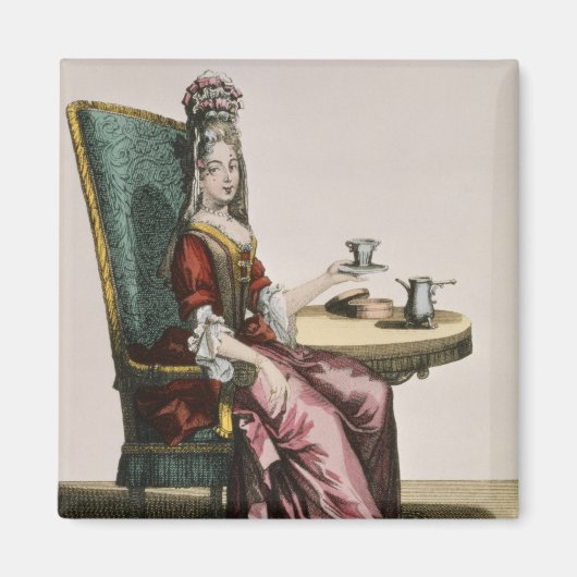 レディーテイクコーヒー,ファッションプレート, c.1695 (carrivi) マグネット (正面)