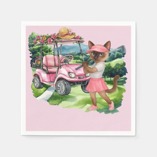 レディートーナメントをテーマにしたゴルフの女性 スタンダードカクテルナプキン (正面)