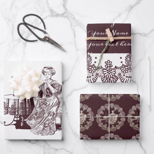 レディードリンクティーラッピング紙フラットシートセット3 ラッピングペーパーシート (正面)