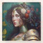 レディーナイトウォーリアマーアーマーファンタジーアート ガラスコースター (正面)