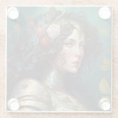 レディーナイトウォーリアマーアーマーファンタジーアート ガラスコースター (裏面)