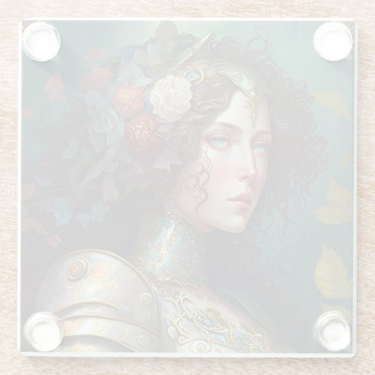 レディーナイトウォーリアマーアーマーファンタジーアート ガラスコースター (裏面)