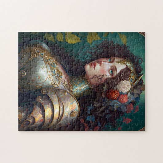 レディーナイトウォーリアマーアーマーファンタジーアート ジグソーパズル (横)