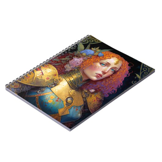 レディーナイトウォーリアマーアーマーファンタジーアート ノートブック (左側)