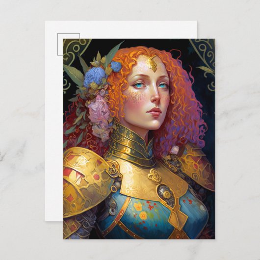 レディーナイトウォーリアマーアーマーファンタジーアート ポストカード (正面/裏面)