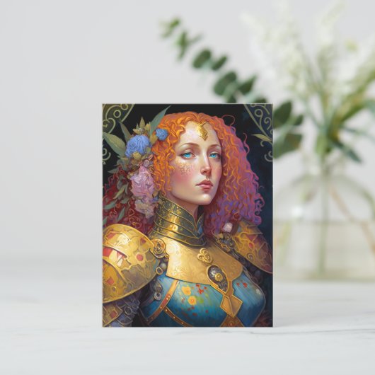 レディーナイトウォーリアマーアーマーファンタジーアート ポストカード (スタンド正面)