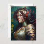 レディーナイトウォーリアマーアーマーファンタジーアート ポストカード (正面/裏面)