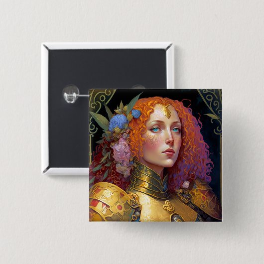 レディーナイトウォーリアマーアーマーファンタジーアート 缶バッジ (正面&裏面)