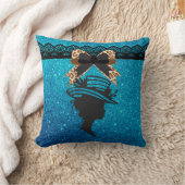 レディーハットブルー王室のグリッターフェイク装飾用クッション クッション (ブランケット)