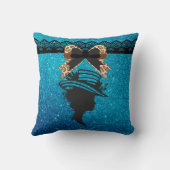 レディーハットブルー王室のグリッターフェイク装飾用クッション クッション (裏面)