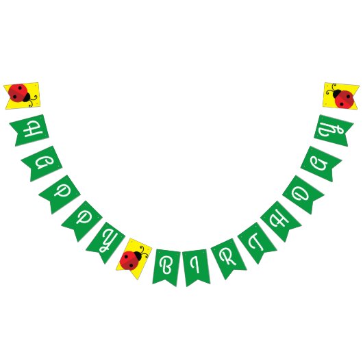 レディーバグかわいい1歳の誕生日パーティー バンティングフラッグ (全)