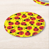 レディーバグかわいい1歳の誕生日パーティー ラウンドペーパーコースター (アングル)