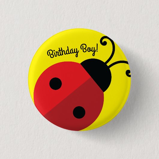 レディーバグかわいい1歳の誕生日パーティー 缶バッジ (正面)