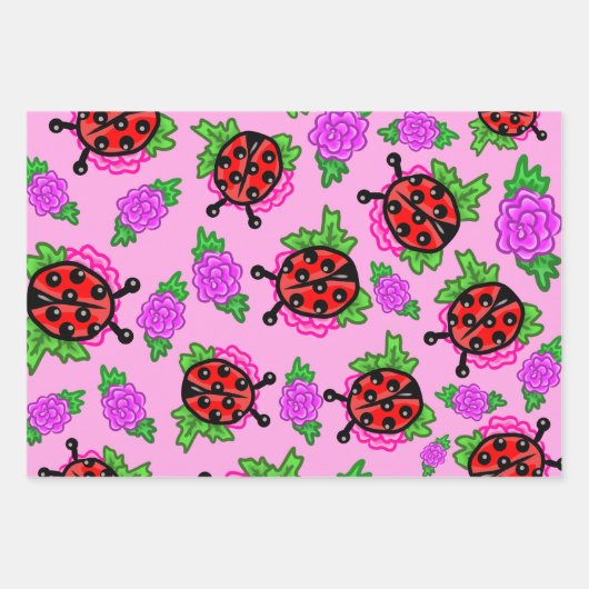 レディーバグとパープルバララッピング紙シートセット ラッピングペーパーシート (正面)