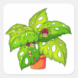 レディーバグのある植物 スクエアシール