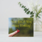 レディーバグの指のハッピーバースデーの願い ポストカード (スタンド正面)