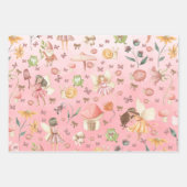 レディーバグバタフライトワッド格言妖精ガーデンピンク ラッピングペーパーシート (正面)