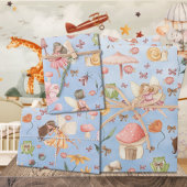 レディーバグバタフライトワッド格言妖精ガーデンブルー ラッピングペーパーシート