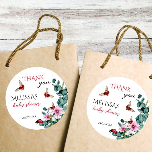 レディーバグ女の子のシャワーの好意 ラウンドシール