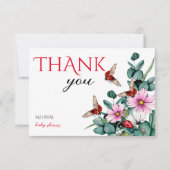 レディーバグ女の子のシャワー サンキューカード (正面)