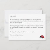 レディーバグ女の子のシャワー サンキューカード (裏面)