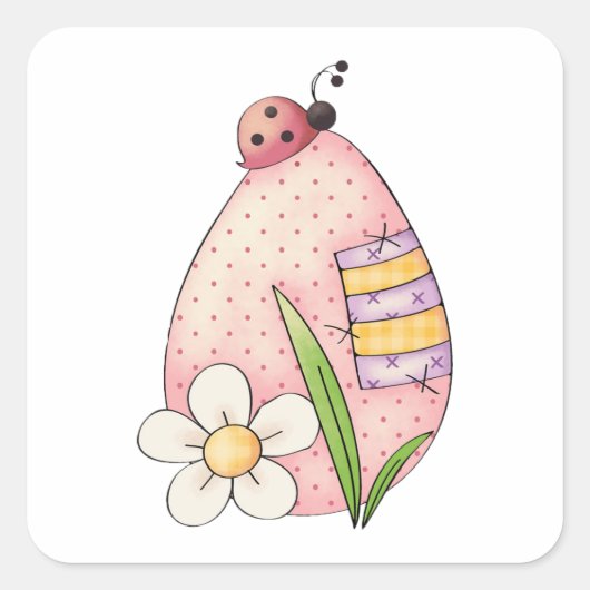 レディーバグ復活卵 スクエアシール (正面)
