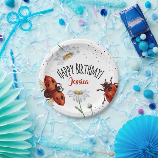 レディーバグ誕生日ガーデンパーティー ペーパープレート (パーティー)
