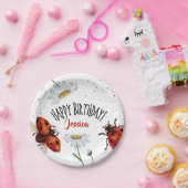 レディーバグ誕生日ガーデンパーティー ペーパープレート (パーティー)
