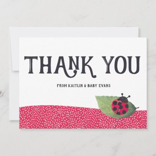 レディーバグ赤ちゃんシャワーありがとう サンキューカード (正面)