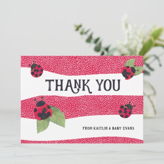 レディーバグ赤ちゃんシャワーありがとう サンキューカード (スタンド正面)
