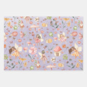 レディーバタフライトード格言フェアリーガーデンパープル ラッピングペーパーシート (正面3)