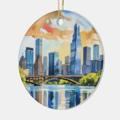 レディーバードレイクオースティンテキサス州水彩色 セラミックオーナメント (左)