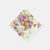 レディービューティフルフラワーデコペパーソナライズされた スタンダードカクテルナプキン (角)