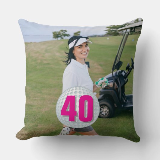 レディーピンクハッピーバースデーパーティー写真 クッション (正面)