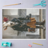 レディーファーム牛の服を着た作業服のデコページ 薄葉紙 (クラフト)