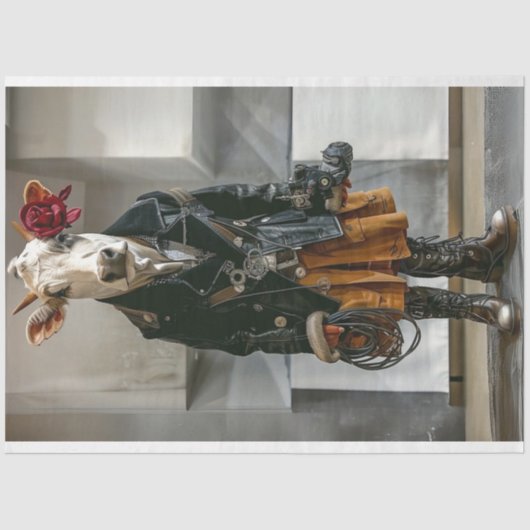 レディーファーム牛の服を着た作業服のデコページ 薄葉紙 (正面)