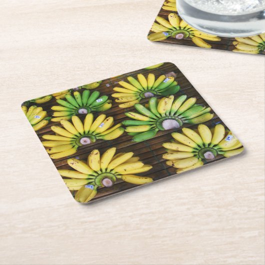 レディーフィンガーバナナ~エッグバナナ(กล้วยไข่) スクエアペーパーコースター (アングル)