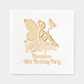 レディーフェアリーホールディングバタフライエイジ誕生日 箔ナプキン (正面)