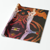 レディーフェニックスアールデコ美しいファッションオレンジブラック ラッピングペーパー (アンロールド)