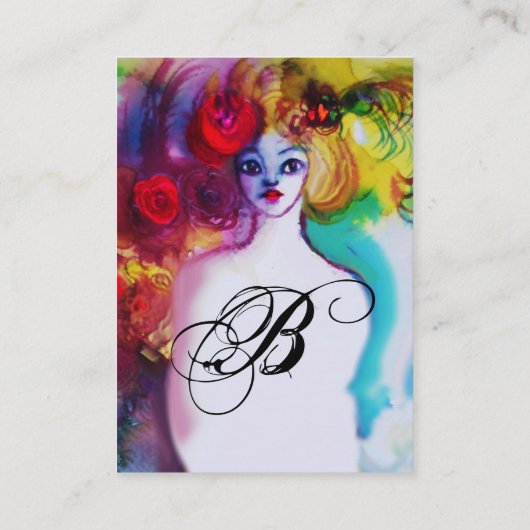 レディーフローラモノグラム美しいサロンメイクアップアーティスト 名刺 (裏面)